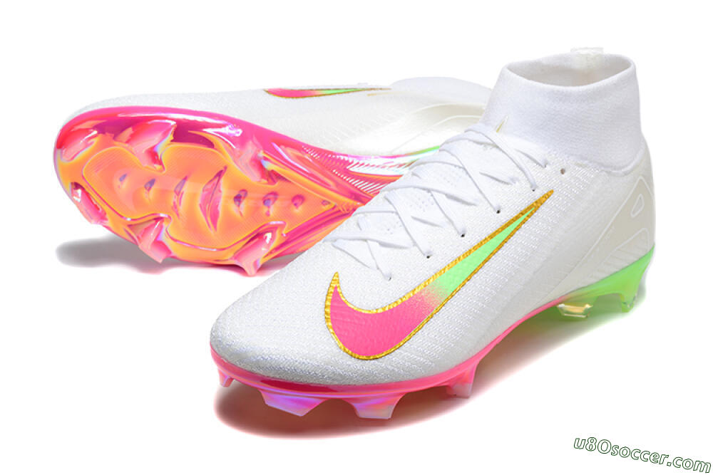 Nike Air Zoom Mercurial Superfly 10 Elite FG Firm Ground Soccer Cleats - White/Gold/Pink/Yellow 3