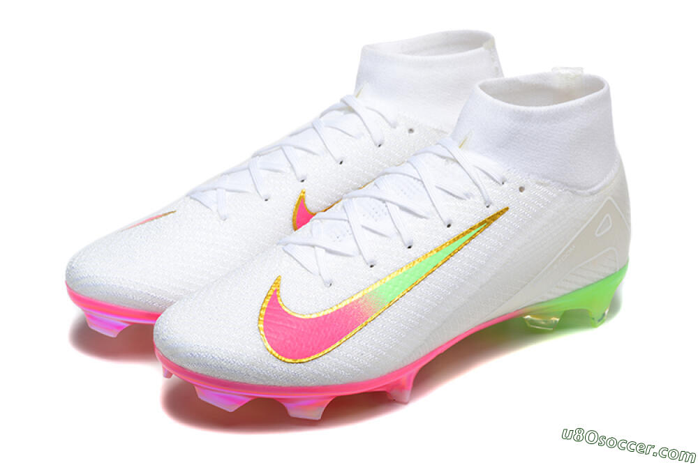 Nike Air Zoom Mercurial Superfly 10 Elite FG Firm Ground Soccer Cleats - White/Gold/Pink/Yellow 5