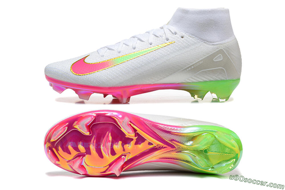 Nike Air Zoom Mercurial Superfly 10 Elite FG Firm Ground Soccer Cleats - White/Gold/Pink/Yellow 0