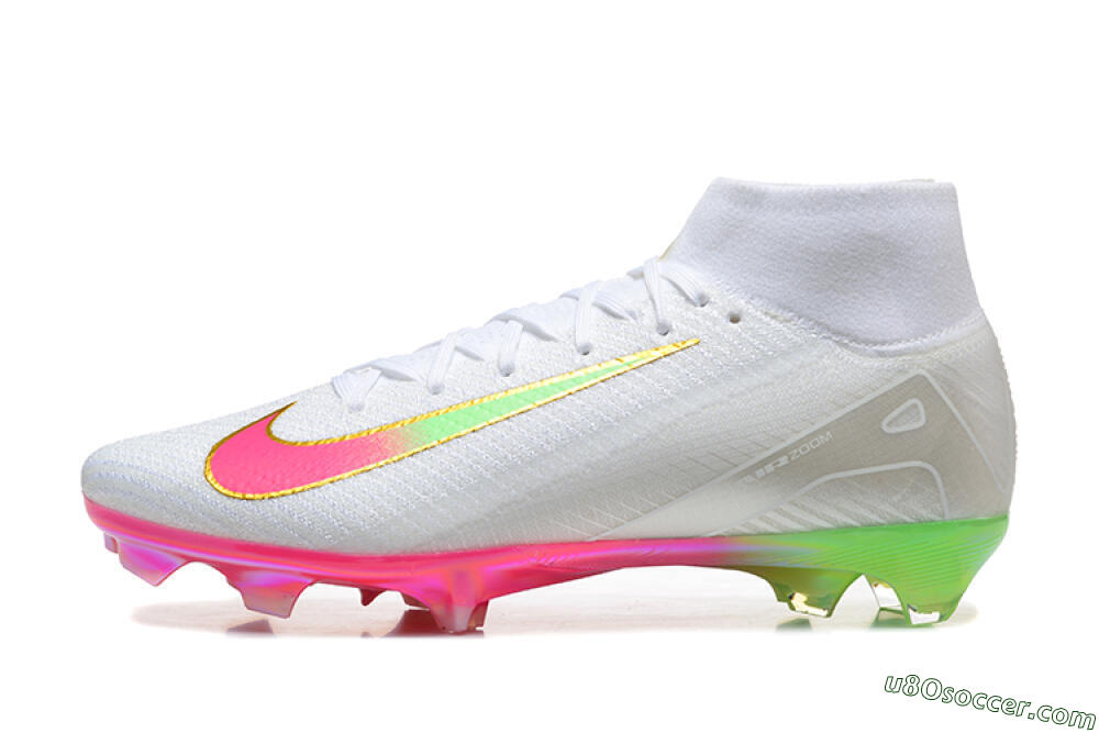 Nike Air Zoom Mercurial Superfly 10 Elite FG Firm Ground Soccer Cleats - White/Gold/Pink/Yellow 2