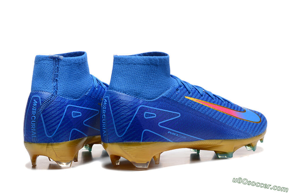 Nike Air Zoom Mercurial Superfly 10 Elite FG Firm Ground Soccer Cleats - Blue/Gold/Pink 9