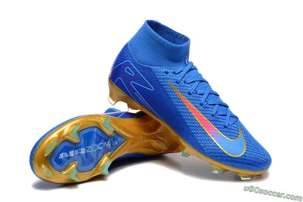 Nike Air Zoom Mercurial Superfly 10 Elite FG Firm Ground Soccer Cleats - Blue/Gold/Pink 4