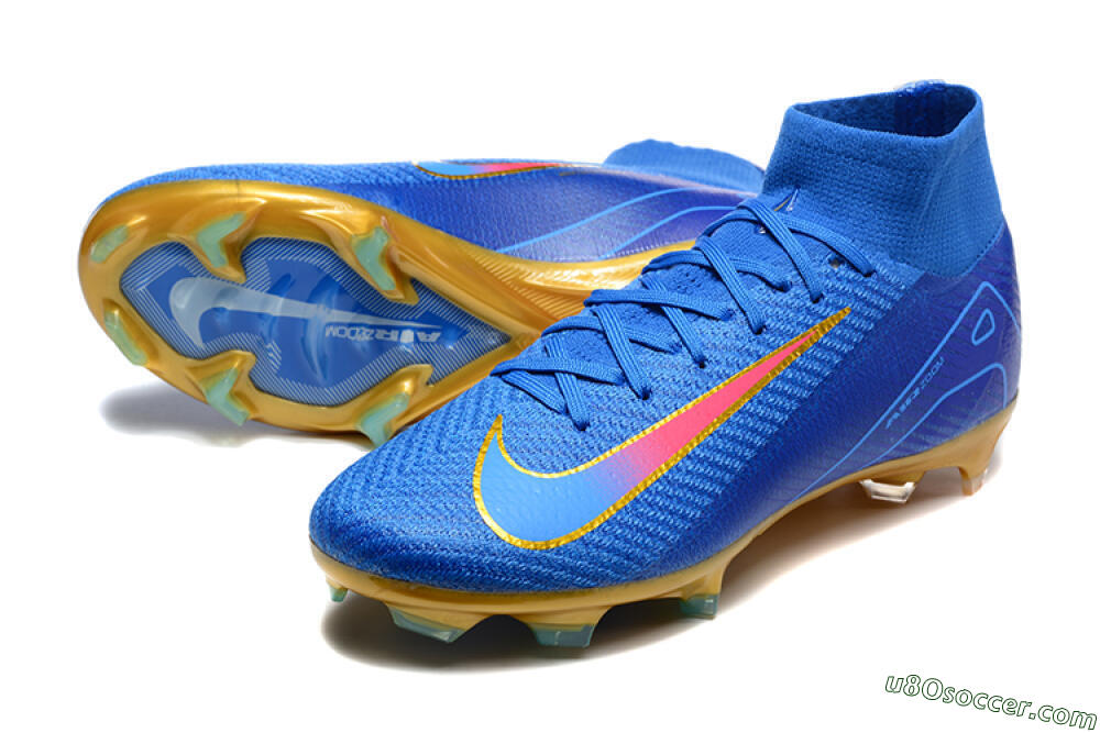 Nike Air Zoom Mercurial Superfly 10 Elite FG Firm Ground Soccer Cleats - Blue/Gold/Pink 3