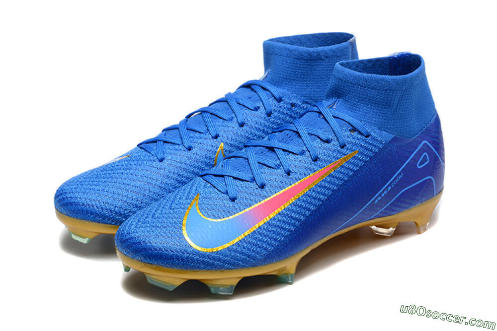 Nike Air Zoom Mercurial Superfly 10 Elite FG Firm Ground Soccer Cleats - Blue/Gold/Pink 5