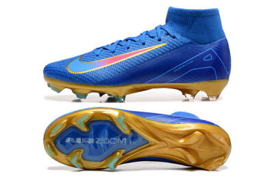 Nike Air Zoom Mercurial Superfly 10 Elite FG Firm Ground Soccer Cleats - Blue/Gold/Pink