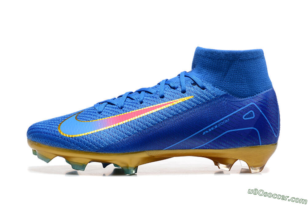 Nike Air Zoom Mercurial Superfly 10 Elite FG Firm Ground Soccer Cleats - Blue/Gold/Pink 2