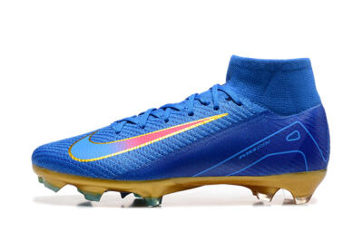 Nike Air Zoom Mercurial Superfly 10 Elite FG Firm Ground Soccer Cleats - Blue/Gold/Pink