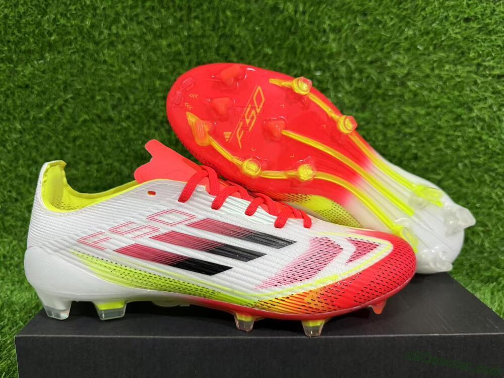 Adidas F50 Elite FG Firm Ground Soccer Cleats - White/Red/Yellow