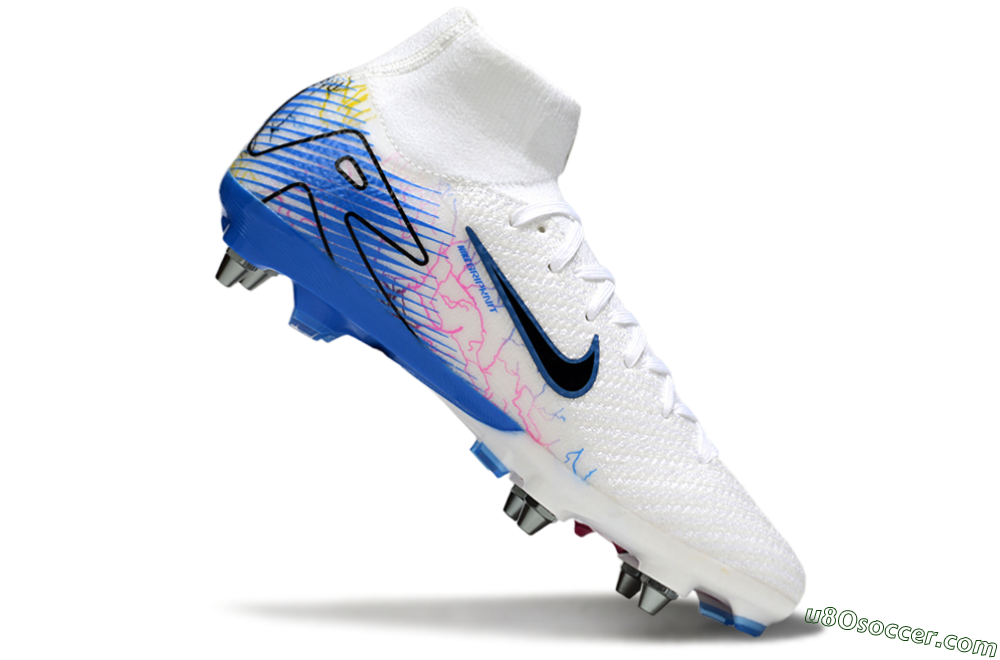 Nike Air Zoom Mercurial Superfly 10 Elite SG Soft Ground Soccer Cleats - White/Black/Blue 4