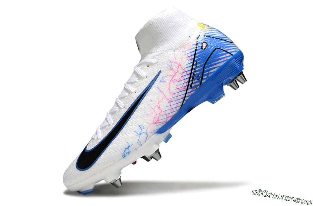 Nike Air Zoom Mercurial Superfly 10 Elite SG Soft Ground Soccer Cleats - White/Black/Blue 5