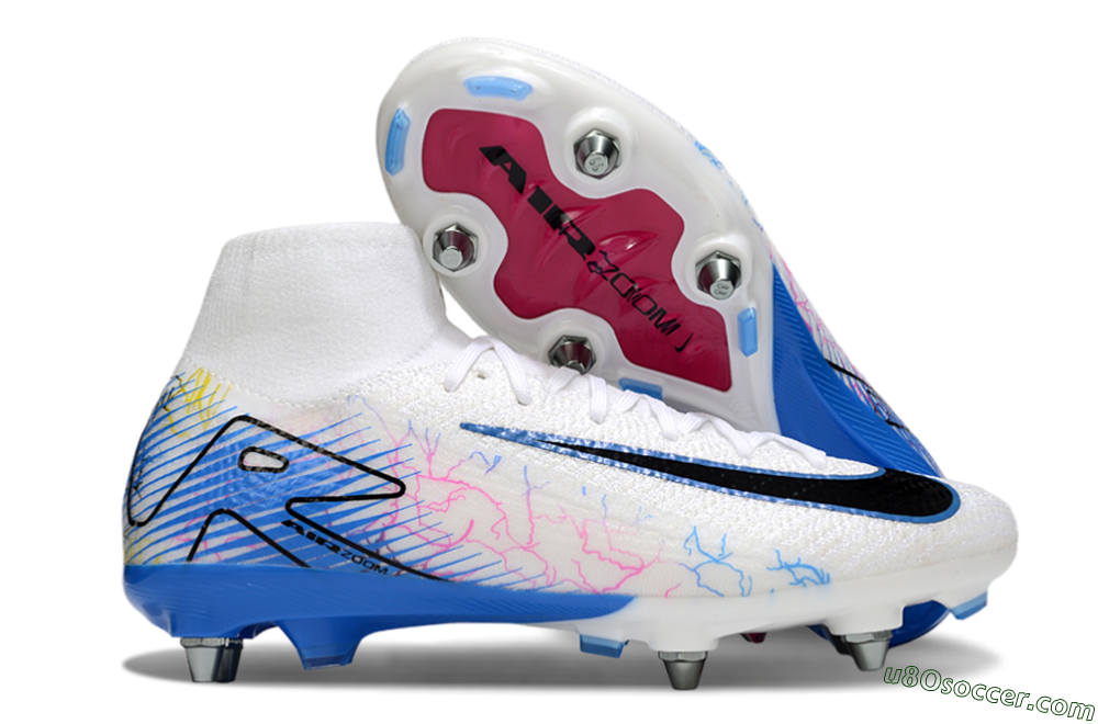 Nike Air Zoom Mercurial Superfly 10 Elite SG Soft Ground Soccer Cleats - White/Black/Blue 1