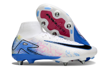 Nike Air Zoom Mercurial Superfly 10 Elite SG Soft Ground Soccer Cleats - White/Black/Blue