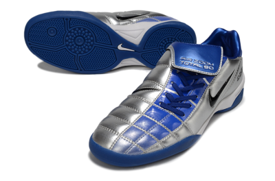 Nike Air Zoom Total 90 III IC Indoor & Futsal Soccer Shoes - Silver/Black/Blue