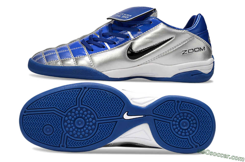 Nike Air Zoom Total 90 III IC Indoor & Futsal Soccer Shoes - Silver/Black/Blue 0