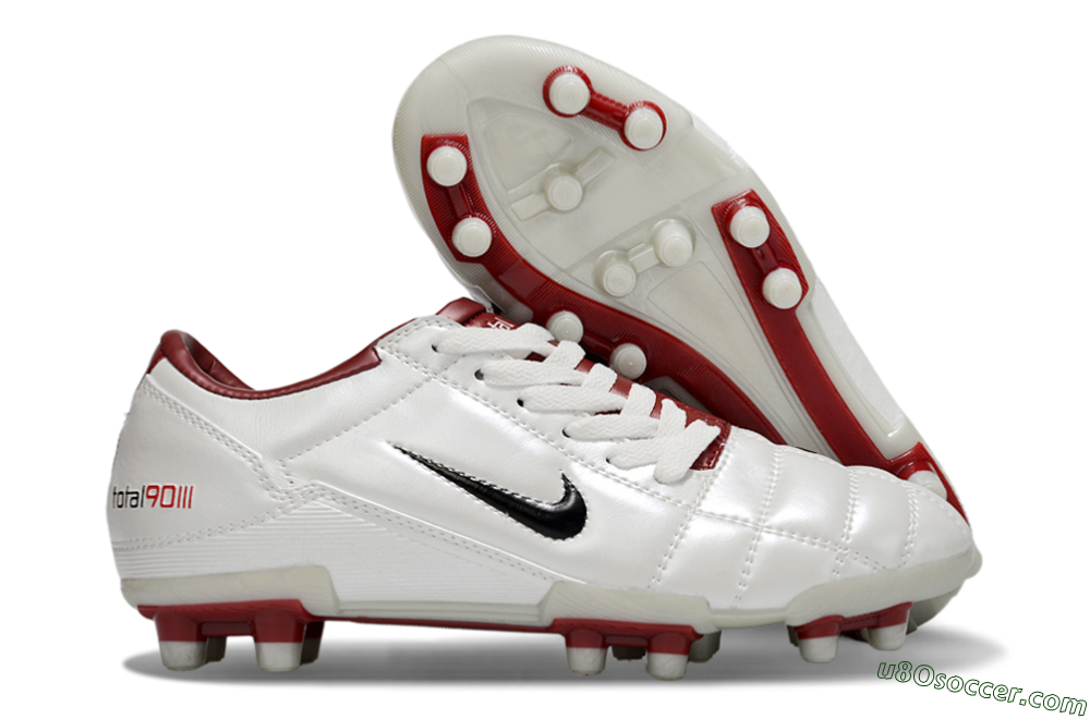 Nike Total 90 III FG Firm Ground Soccer Cleats - White/Black/Red 1