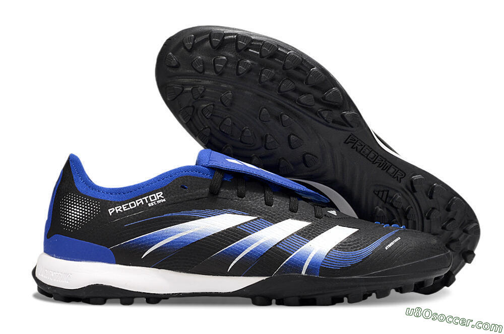 Adidas Predator 25 Elite Foldover Tongue TF Artificial Turf Soccer Shoes - Black/Blue/White 1