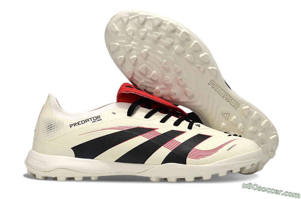 Adidas Predator 25 Elite Foldover Tongue TF Artificial Turf Soccer Shoes - Beige/Black/Red 1