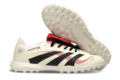 Adidas Predator 25 Elite Foldover Tongue TF Artificial Turf Soccer Shoes - Beige/Black/Red