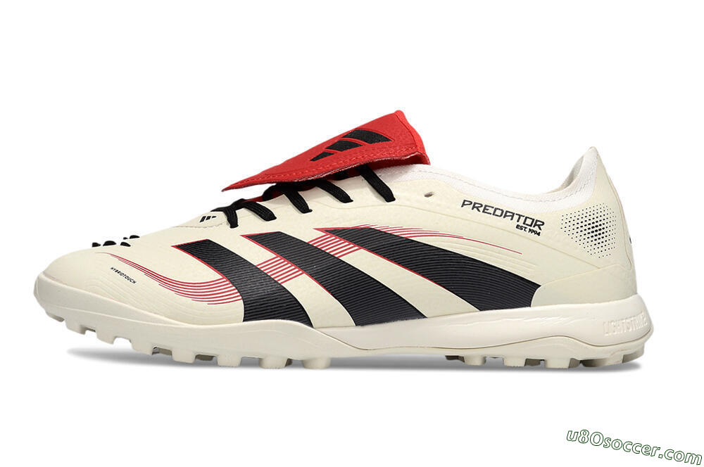 Adidas Predator 25 Elite Foldover Tongue TF Artificial Turf Soccer Shoes - Beige/Black/Red 2