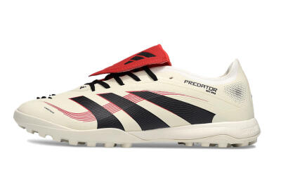 Adidas Predator 25 Elite Foldover Tongue TF Artificial Turf Soccer Shoes - Beige/Black/Red