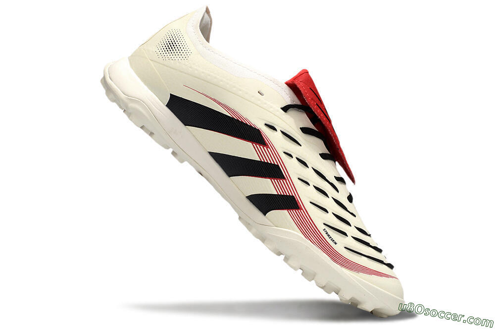 Adidas Predator 25 Elite Foldover Tongue TF Artificial Turf Soccer Shoes - Beige/Black/Red 4