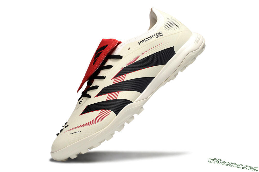 Adidas Predator 25 Elite Foldover Tongue TF Artificial Turf Soccer Shoes - Beige/Black/Red 5