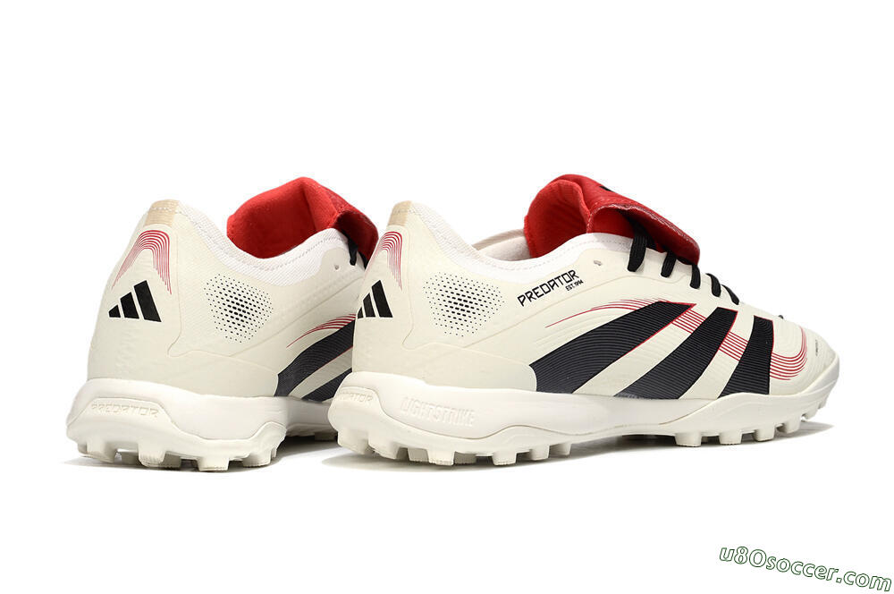 Adidas Predator 25 Elite Foldover Tongue TF Artificial Turf Soccer Shoes - Beige/Black/Red 6