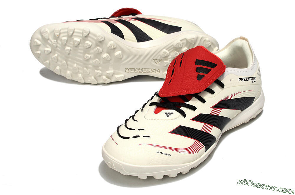 Adidas Predator 25 Elite Foldover Tongue TF Artificial Turf Soccer Shoes - Beige/Black/Red 3