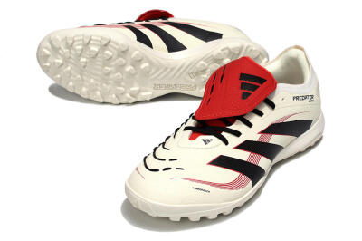 Adidas Predator 25 Elite Foldover Tongue TF Artificial Turf Soccer Shoes - Beige/Black/Red