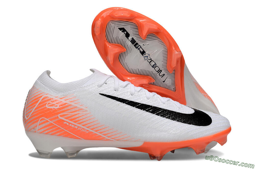 Nike Air Zoom Mercurial Vapor 16 Elite FG Firm Ground Soccer Cleats - White/Black/Orange 1