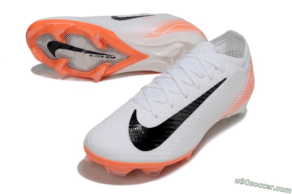 Nike Air Zoom Mercurial Vapor 16 Elite FG Firm Ground Soccer Cleats - White/Black/Orange 3