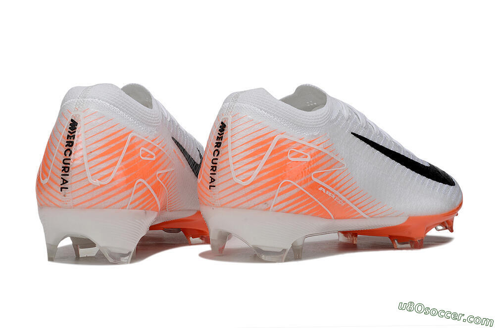 Nike Air Zoom Mercurial Vapor 16 Elite FG Firm Ground Soccer Cleats - White/Black/Orange 6