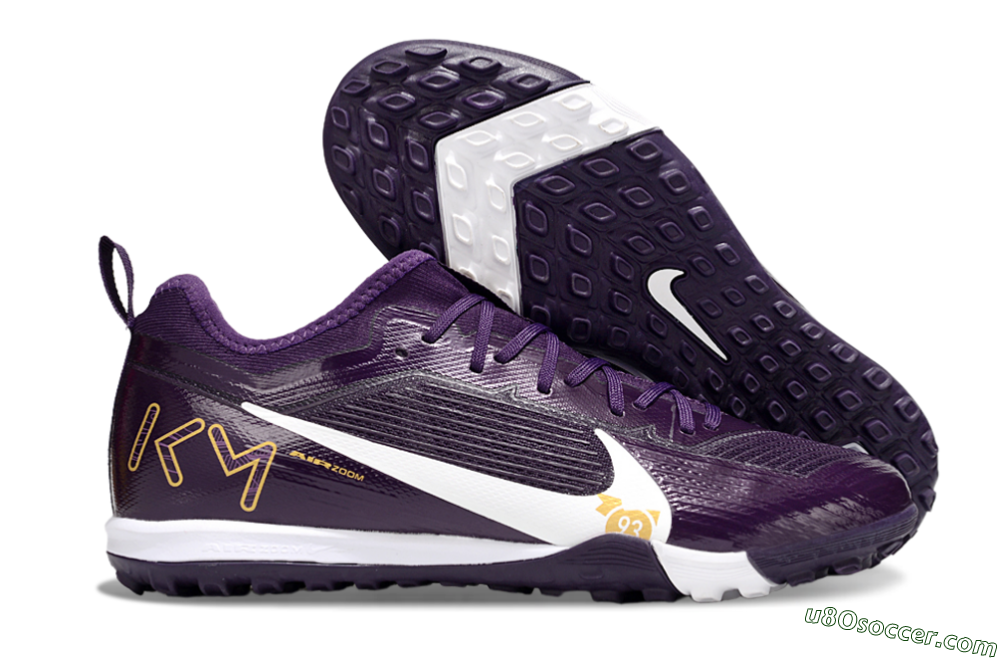 Nike Air Zoom Mercurial Vapor 16 Elite TF Artificial Turf Soccer Shoes - Purple/White/Gold 1