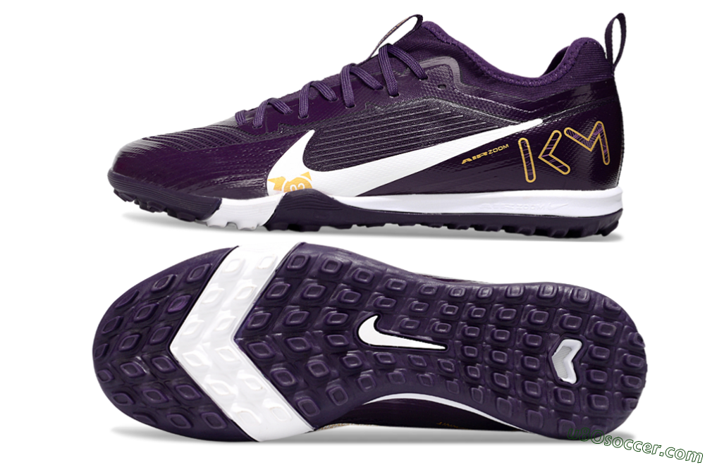 Nike Air Zoom Mercurial Vapor 16 Elite TF Artificial Turf Soccer Shoes - Purple/White/Gold 0