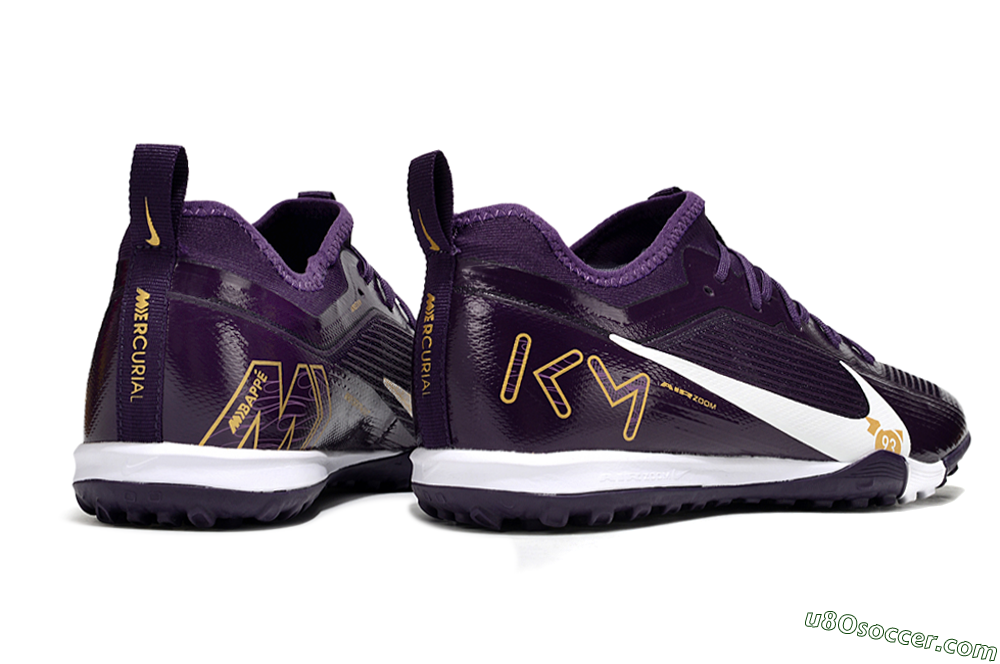 Nike Air Zoom Mercurial Vapor 16 Elite TF Artificial Turf Soccer Shoes - Purple/White/Gold 6