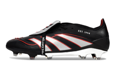 Adidas Predator 25 Elite Foldover Tongue FG Firm Ground Soccer Cleats - Black/Silver/Red