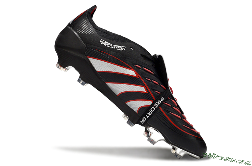 Adidas Predator 25 Elite Foldover Tongue FG Firm Ground Soccer Cleats - Black/Silver/Red 4