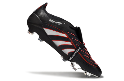 Adidas Predator 25 Elite Foldover Tongue FG Firm Ground Soccer Cleats - Black/Silver/Red