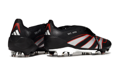 Adidas Predator 25 Elite Foldover Tongue FG Firm Ground Soccer Cleats - Black/Silver/Red