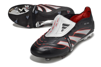 Adidas Predator 25 Elite Foldover Tongue FG Firm Ground Soccer Cleats - Black/Silver/Red