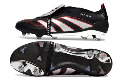 Adidas Predator 25 Elite Foldover Tongue FG Firm Ground Soccer Cleats - Black/Silver/Red