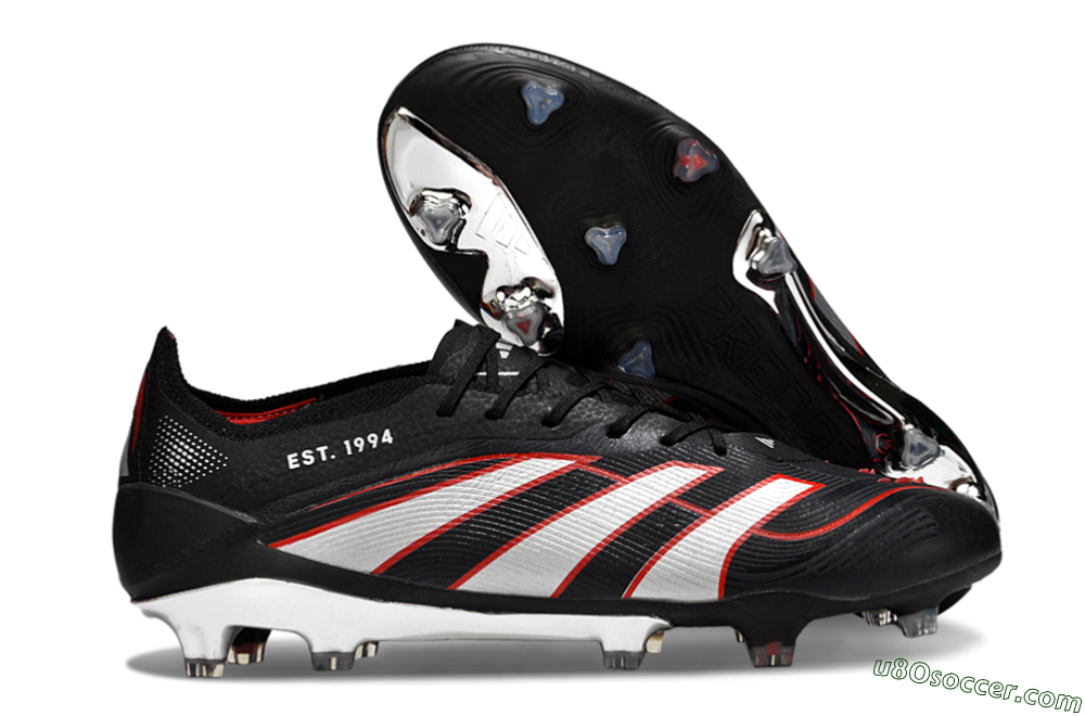 Adidas Predator 25 Elite FG Firm Ground Soccer Cleats - Black/Silver/Red 1