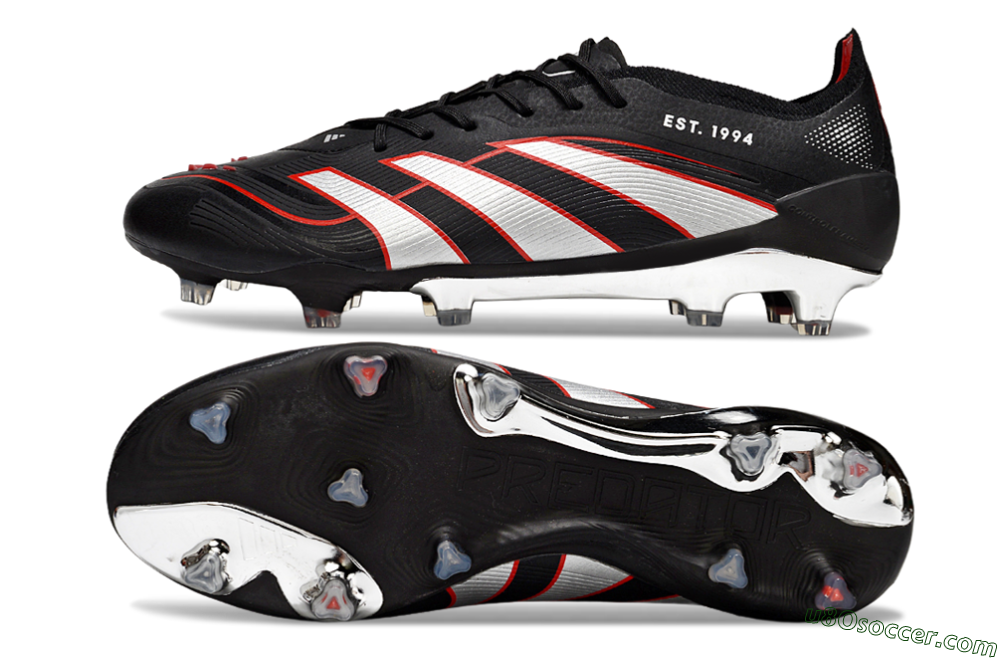 Adidas Predator 25 Elite FG Firm Ground Soccer Cleats - Black/Silver/Red 0