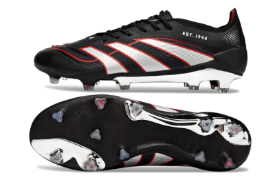 Adidas Predator 25 Elite FG Firm Ground Soccer Cleats - Black/Silver/Red