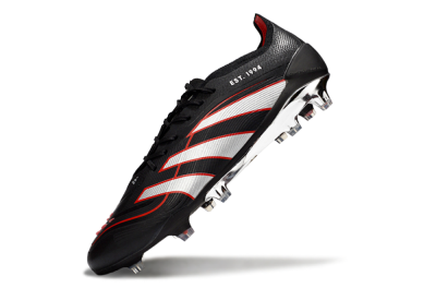 Adidas Predator 25 Elite FG Firm Ground Soccer Cleats - Black/Silver/Red