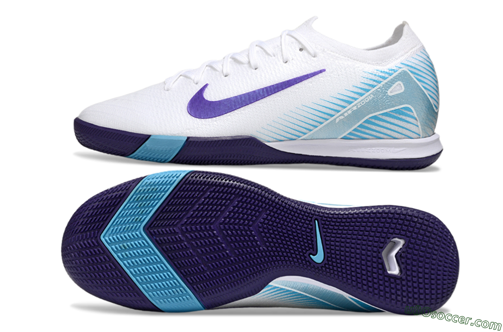 Nike Air Zoom Mercurial Vapor 16 Elite IC Indoor & Futsal Soccer Shoes - White/Purple/Pink 0