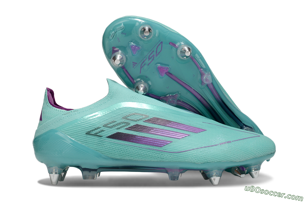Adidas F50 Elite Laceless SG Soft Ground Soccer Cleats - Jade/Purple 1