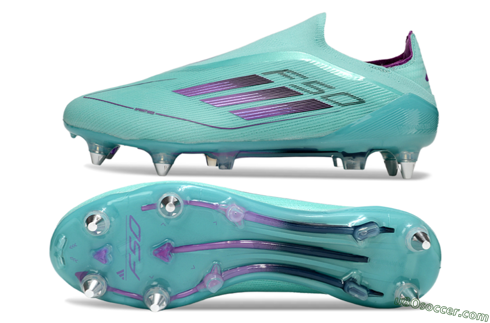 Adidas F50 Elite Laceless SG Soft Ground Soccer Cleats - Jade/Purple 0