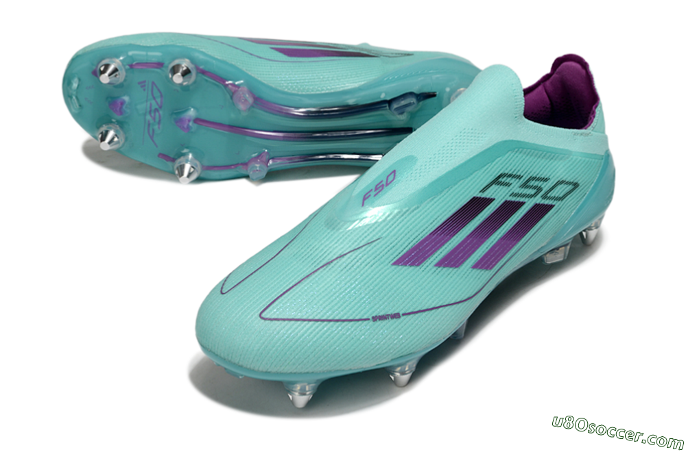 Adidas F50 Elite Laceless SG Soft Ground Soccer Cleats - Jade/Purple 3