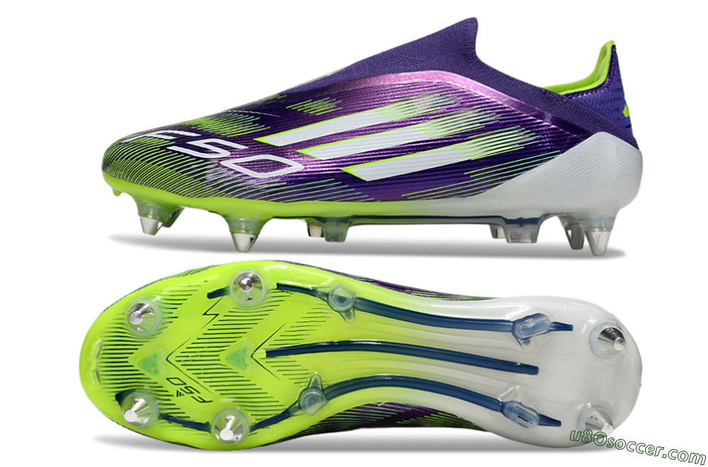 Adidas F50 Elite Laceless SG Soft Ground Soccer Cleats - Purple/White/Yellow 0